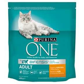Purina ONE Adult - Karma dla kotów bogata w kurczaka z pełnymi ziarnami - 450 g