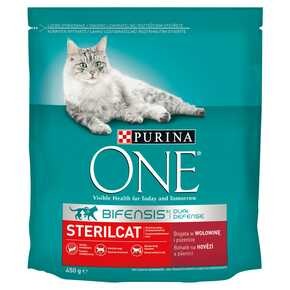 Purina ONE - Karma dla kotów bogata w wołowinę i pszenicę Sterilcat - 450 g