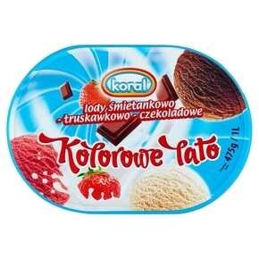 Koral - Kolorowe lato Lody śmietankowo-truskawkowo-czekoladowe - 1 l