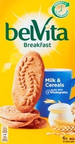 belVita Breakfast - Ciastka zbożowe z mlekiem - 300 g (6 x 50 g)