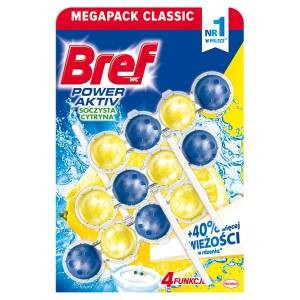 Bref WC Power Aktiv - Zawieszka myjąco-zapachowa do muszli WC soczysta cytryna - 150 g (3 x 50g)