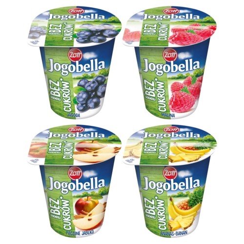 Jogobella bez dodatku cukrów - Jogurt classic mix smaków - 150 g