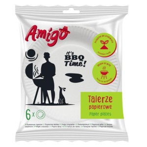 Amigo - Talerzyki jednorazowe papierowe 18 cm - szt. (6 sztuk)
