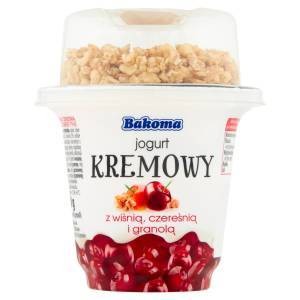Bakoma - Jogurt kremowy z wiśnią czereśnią i granolą - 230 g