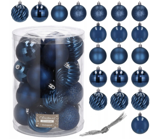 Bombki choinkowe granatowe - 20 sztuk - szt.