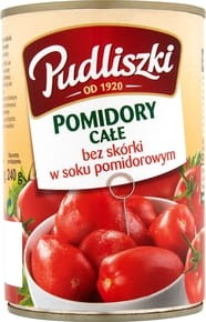 Pudliszki - Pomidory całe bez skórki w soku pomidorowym - 400 g