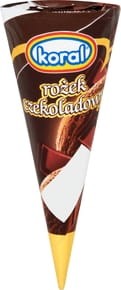 Koral - Lody czekoladowe w rożku waflowym z sosem czekoladowym - 110 g