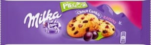 Milka Pieguski Choco Cookie Raisins - Ciasteczka z kawałkami czekolady mlecznej i rodzynkami - 135 g