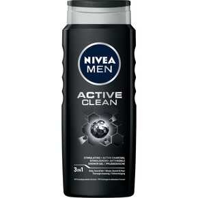 Nivea Men - Żel pod prysznic do twarzy, ciała i włosów Active Clean - 500 ml