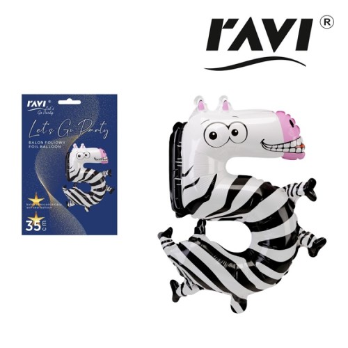 Ravi Balon foliowy Animals Cyfra 5 -  (1 sztuka)