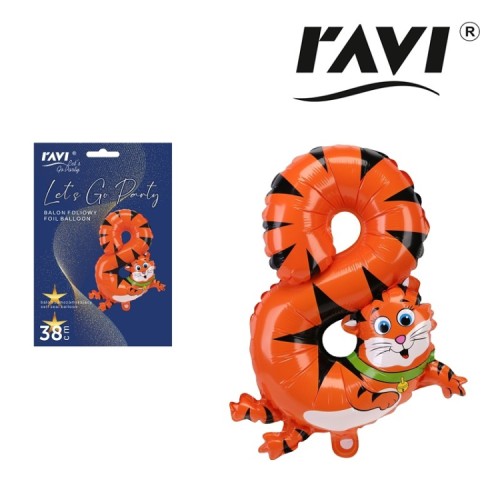 Ravi Balon foliowy Animals Cyfra 8 -  (1 sztuka)
