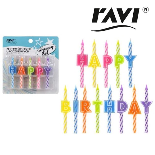 Ravi Zestaw świeczek urodzinowych Happy Set -  (13 sztuk)