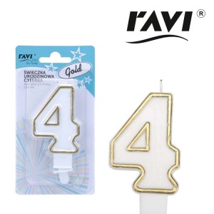  Ravi Świeczka urodzinowa Gold 4 -  (1 sztuka)