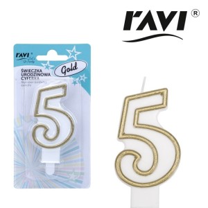  Ravi Świeczka urodzinowa Gold 5 -  (1 sztuka)