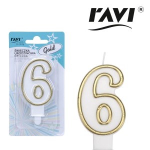  Ravi Świeczka urodzinowa Gold 6 -  (1 sztuka)