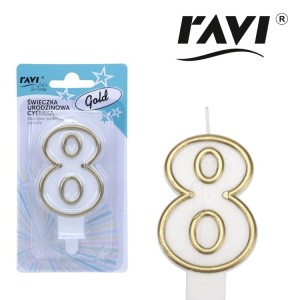  Ravi Świeczka urodzinowa Gold 8 -  (1 sztuka)