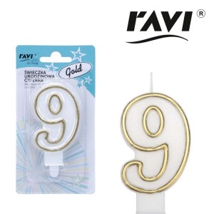  Ravi Świeczka urodzinowa Gold 9 -  (1 sztuka)