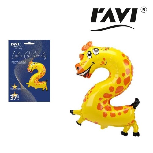 Ravi Balon foliowy Animals Cyfra 2 -  (1 sztuka)