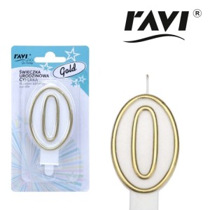 Ravi - Świeczka urodzinowa Gold 0 -  (1 sztuka)