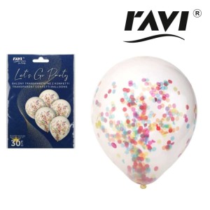 Ravi - Balony transparentne z konfetti -  (5 sztuk)