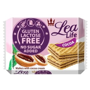 Lea Life - Wafle kakaowe bez glutenu laktozy i bez dodatku cukru - 95 g