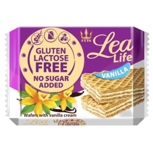 Lea Life - Wafle waniliowe bez glutenu laktozy i bez dodatku cukru - 95 g