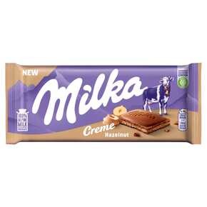 Milka Creme - Czekolada mleczna z nadzieniem z orzechów laskowych - 85 g