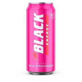 Black Energy - Gazowany napój energetyzujący Ultra Wild Strawberry - 500 ml