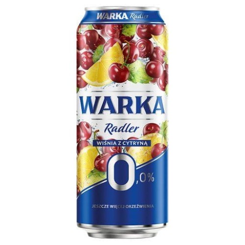 Warka Radler - Piwo o smaku wiśni i cytryny 0% - 500 ml