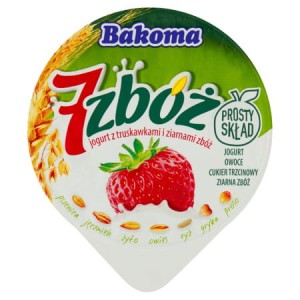 Bakoma 7 zbóż - Jogurt z truskawkami i ziarnami zbóż - 300 g