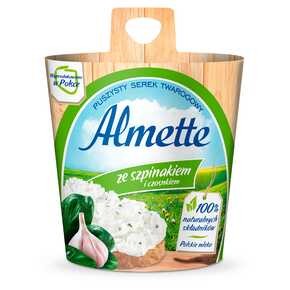 Almette - Puszysty serek twarogowy ze szpinakiem i czosnkiem - 150 g