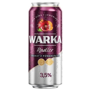 Warka Radler - Napój piwny o smaku granatu z pomarańczą - 500 ml