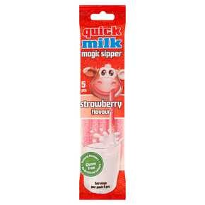 Quick Milk - Słomki Smakowe do mleka o smaku Truskawkowym - 30 g (5 x 6 g)