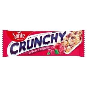 Sante - Baton zbożowy musli z owocami żurawiny i maliny podlany białą czekoladą Crunchy - 40 g