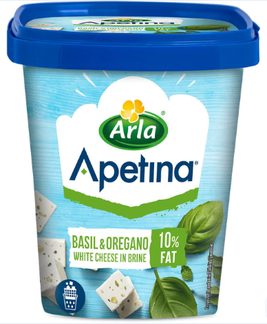 Apetina - Ser biały w kostkach z bazylią i oregano - 200 g