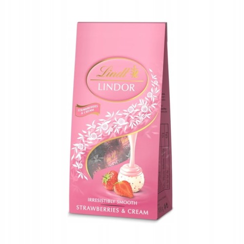 Lindt - Praliny truskawkowe biała czekolada Lindor - 100 g