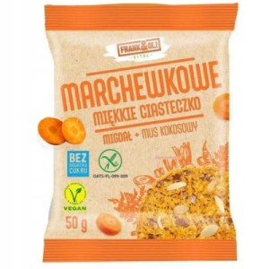 Frank & Oli - Miękkie Ciastko Marchewkowe z Miąższem Kokosowym i Rodzynkami - 50 g