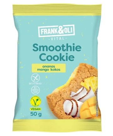 Frank & Oli - Miękkie ciasteczko Smoothie ananas & mango & kokos bez cukru - 50 g