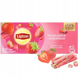 Lipton - Herbata owocowa truskawka i rabarbar - 32 g (20 torebek)