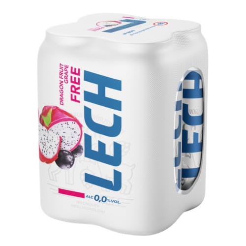 Lech Free - Piwo bezalkoholowe o smaku smoczego owocu i winogrona - 2 l (4 x 500 ml)