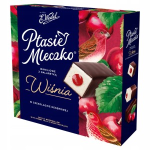 E. Wedel - Ptasie Mleczko waniliowe z galaretką wiśnia w czekoladzie deserowej - 340 g