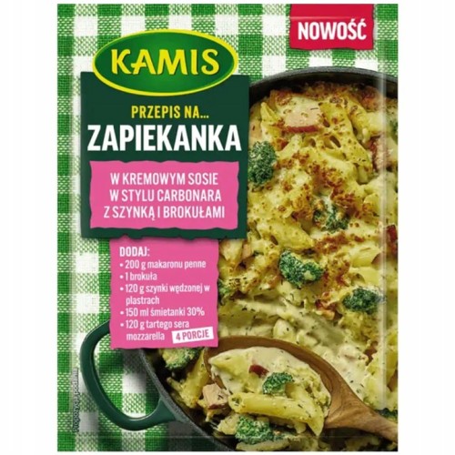 Kamis - Zapiekanka w Kremowym Sosie w Stylu Carbonara z Szynką Brokułami - 30 g