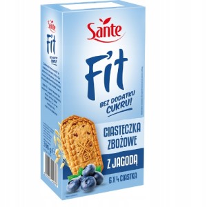 Sante - Fit Ciasteczka Zbożowe z jagodą bez cukru - 300 g