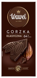 Wawel - Czekolada gorzka klasyczna Premium 64% cocoa - 90 g