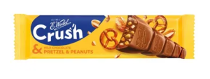 E. Wedel Crush - Baton z czekolady mlecznej z solonymi precelkami i karmelizowanymi orzeszkami - 25 g