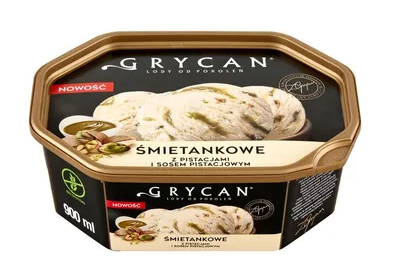 Grycan - Lody śmietankowe z pistacjami i sosem pistacjowym - 900 ml