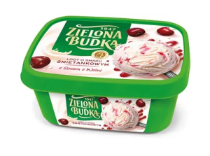 Zielona Budka - Lody o smaku śmietankowym z sosem z wiśni - 1 l