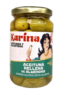 Karina - Oliwki zielone, duże nadziewane migdałem - 360 ml