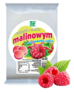 Radix - Cukierki o smaku malinowym bez cukru - 50 g