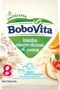 BoboVita - Kaszka mleczno-zbożowa 4 owoce po 8 miesiącu - 230 g